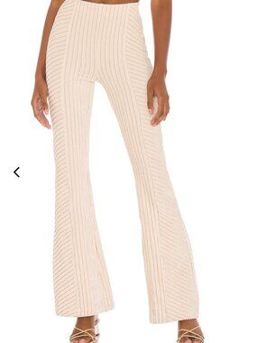 Free People Slim Pull-On Flare Trousers in Champagne